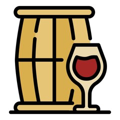 Keg and a glass icon. Outline keg and a glass vector icon color flat isolated