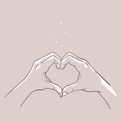 Hands forming a heart isolated. make a heart with a touch of hands. vector illustration