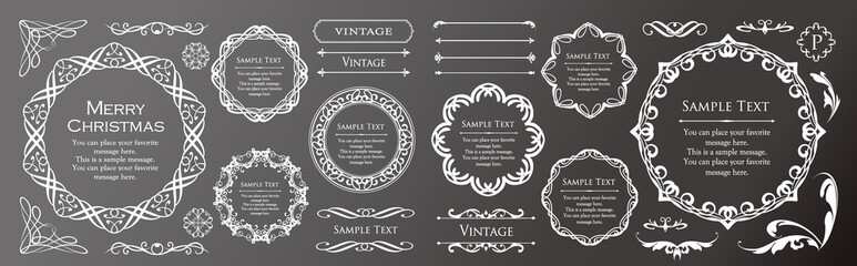 クリスマスをイメージしたフレームデザインのセット。アンティーク。ビンテージ。エレガント	
