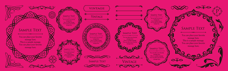 クリスマスをイメージしたフレームデザインのセット。アンティーク。ビンテージ。エレガント	
