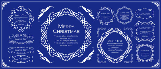 クリスマスをイメージしたフレームデザインのセット。アンティーク。ビンテージ。エレガント	
