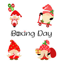 Vector - Collection set of cute Gnome on Christmas theme. Santa Claus. Holiday, X'mas, Boxing da.