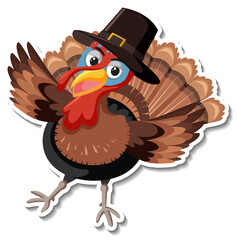 Turkey animal cartoon character sticker
