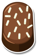 Chocolate brownie sticker isolated on white background