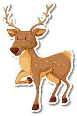 Deer standing cartoon character sticker