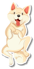 A sticker template of dog cartoon character