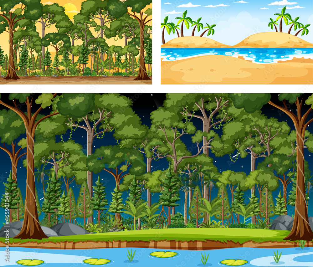 Wall mural Set of different nature landscape scenes