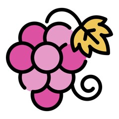 Bunch of grapes icon. Outline bunch of grapes vector icon color flat isolated