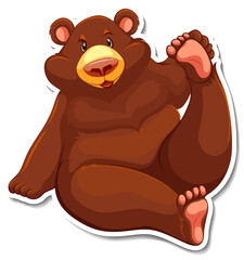 Grizzly bear cartoon character sticker