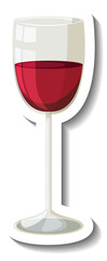 Red wine on glass sticker template