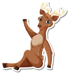 Deer sitting cartoon character sticker