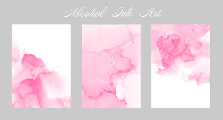アルコールインクアート　ピンクのグラデーション　桜色　カードセット