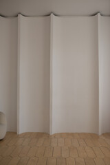 Bright interior, white wall, background.