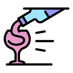 Pour into a glass icon. Outline pour into a glass vector icon color flat isolated
