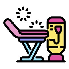 Laser remove hair armchair icon. Outline laser remove hair armchair vector icon color flat isolated