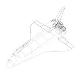 Space shuttle. Vector rendering of 3d