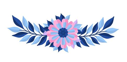 Flower border design invitation.Decoration floral cartoon style