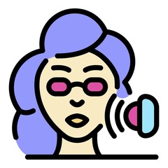 Woman face hair removal icon. Outline woman face hair removal vector icon color flat isolated