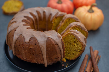 Fresh homemade pumpkin bundt cake