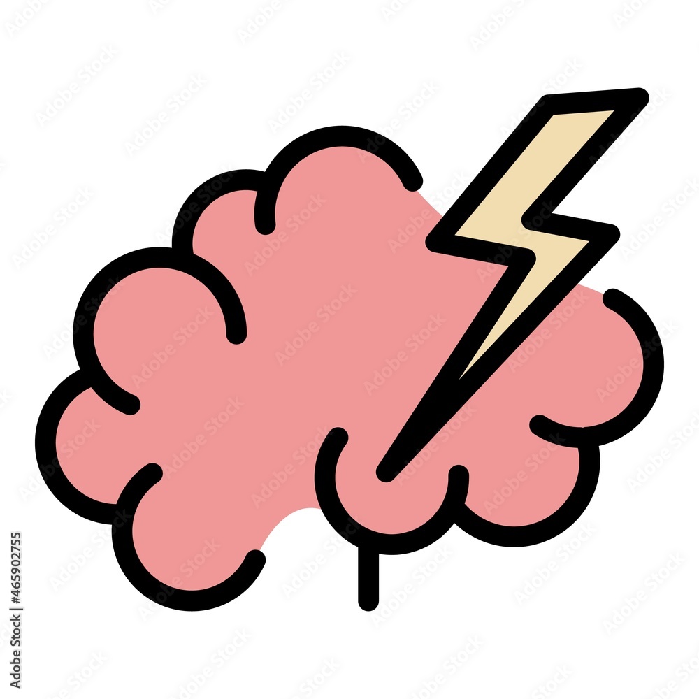 Wall mural lightning cloud icon. outline lightning cloud vector icon color flat isolated