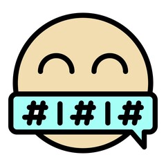 Smiley censorship icon. Outline smiley censorship vector icon color flat isolated
