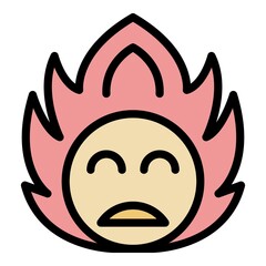 Smile on fire icon. Outline smile on fire vector icon color flat isolated