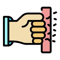 Fist beats glass icon. Outline fist beats glass vector icon color flat isolated