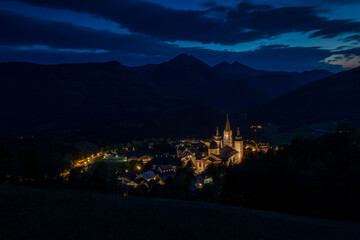 Nightfall over the beautiful alpine city (Mariazell)