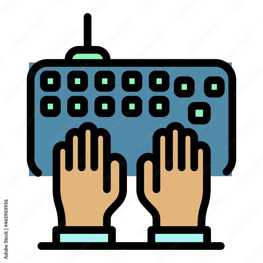 Poster typing keyboard icon. outline typing keyboard vector icon color flat isolated