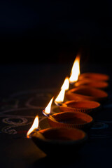 selective focus Image of celebrating Happy Diwali.Famous Indian festival.