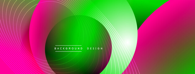 Gradient circles with shadows. Vector techno abstract background. Modern overlapping forms wallpaper background, design template