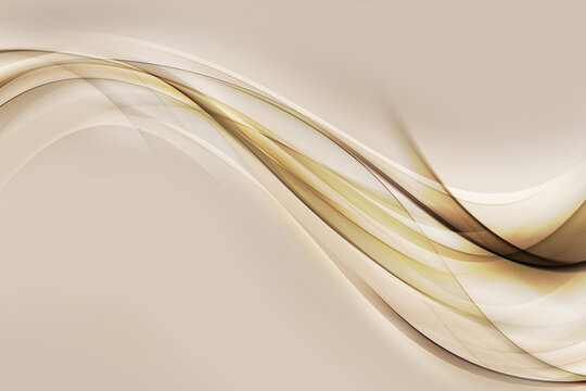 Abstract brown waves trendy background with blur gradients gold colors. © SidorArt