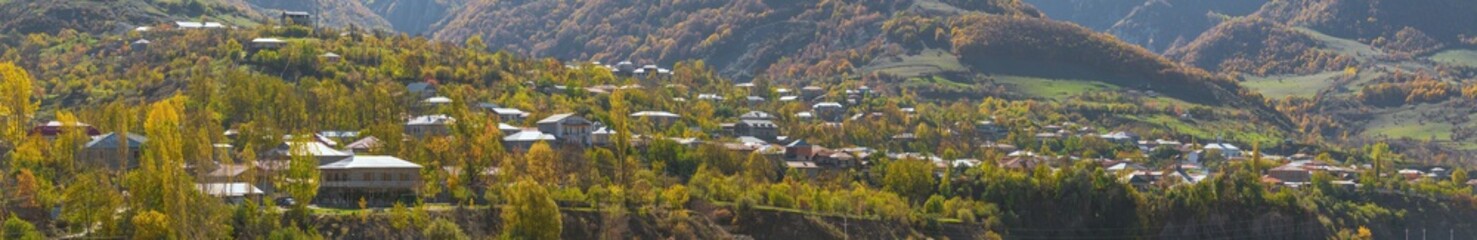 Panoramic view of Lahij village in Azerbaijan