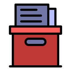 Vote box icon. Outline vote box vector icon color flat isolated