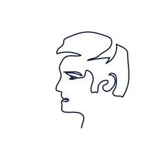 Outline of male face. Face in minimalistic style. Sketch. One line silhouette on white background. Vector illustration of man. 