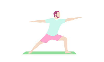Fototapeta premium Illustration of yoga man. Cartoon colorful silhouette. Vector illustration