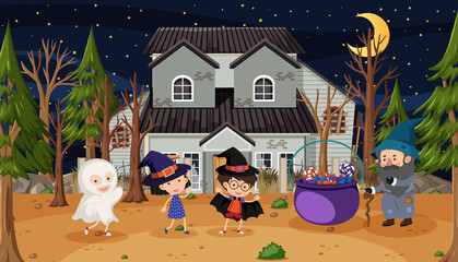 Children at the haunted house