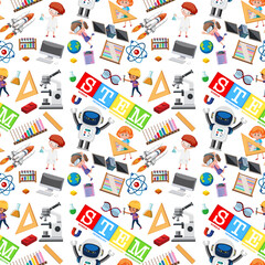 Colourful STEM education seamless background