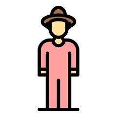 Man agronomist icon. Outline man agronomist vector icon color flat isolated