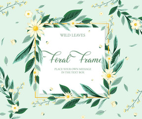 Square frame of tropical foliage card template