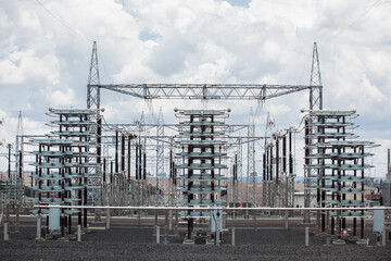 Industrial Power Lines and High Voltage Lines Electricity. High quality photo