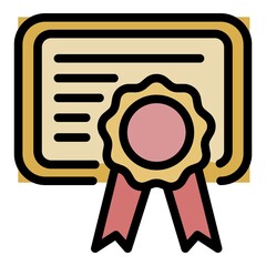Groomer diploma icon. Outline groomer diploma vector icon color flat isolated