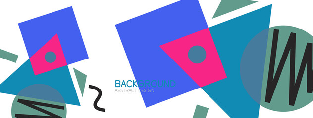 Abstract background. Blocks, lines, triangles, circles composition. Techno or business concept for wallpaper, banner, background, landing page