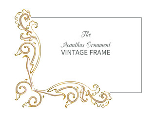 Antique frame in style baroque of acanthus leaves. Monogram floral ornament