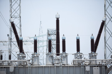 Industrial Power Lines and High Voltage Lines Electricity. High quality photo