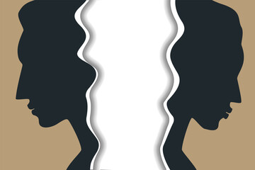 Divorce Concept, Divorced Couple Metaphor, Relationship Breakup