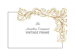 Antique frame in style baroque of acanthus leaves. Monogram floral ornament