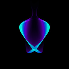 Obraz premium abstract 3d shape. cool abstract blue Neon V Shape minimalist wings glow