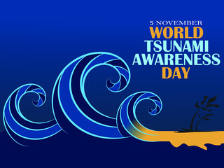 5 November World Tsunami day illustration vector image.