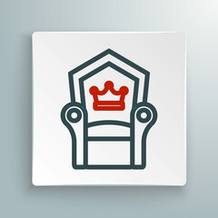 Line Medieval throne icon isolated on white background. Colorful outline concept. Vector